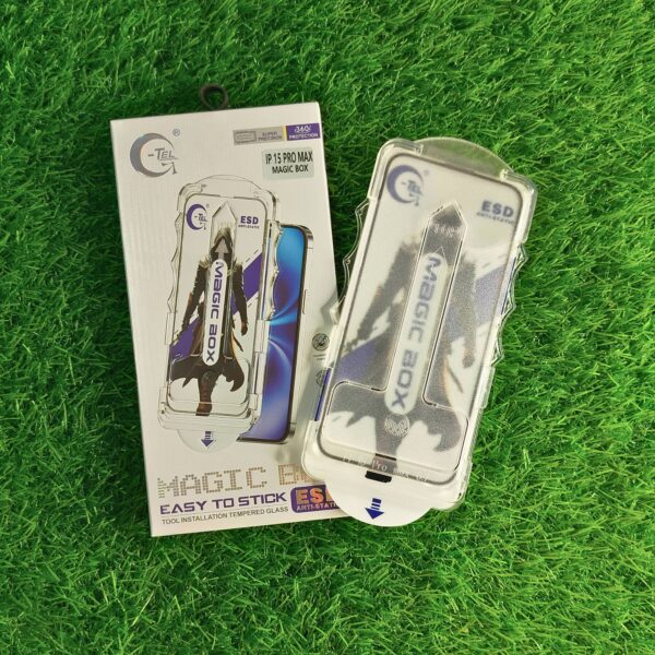 iPhone 15 Pro Max Clear Tempered Glass With Installation Kit